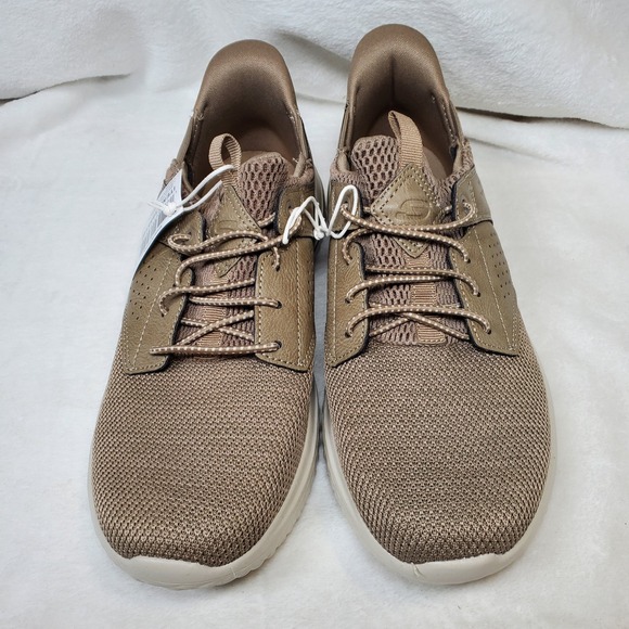 Skechers Men's Hands Free Swift Fit Lite-Foam Sneaker Size 8 Taupe Tan NWT $72 - Picture 1 of 5